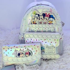 Loungefly Disney 100 Anniversary Celebration Cake Mini Backpack & Wallet